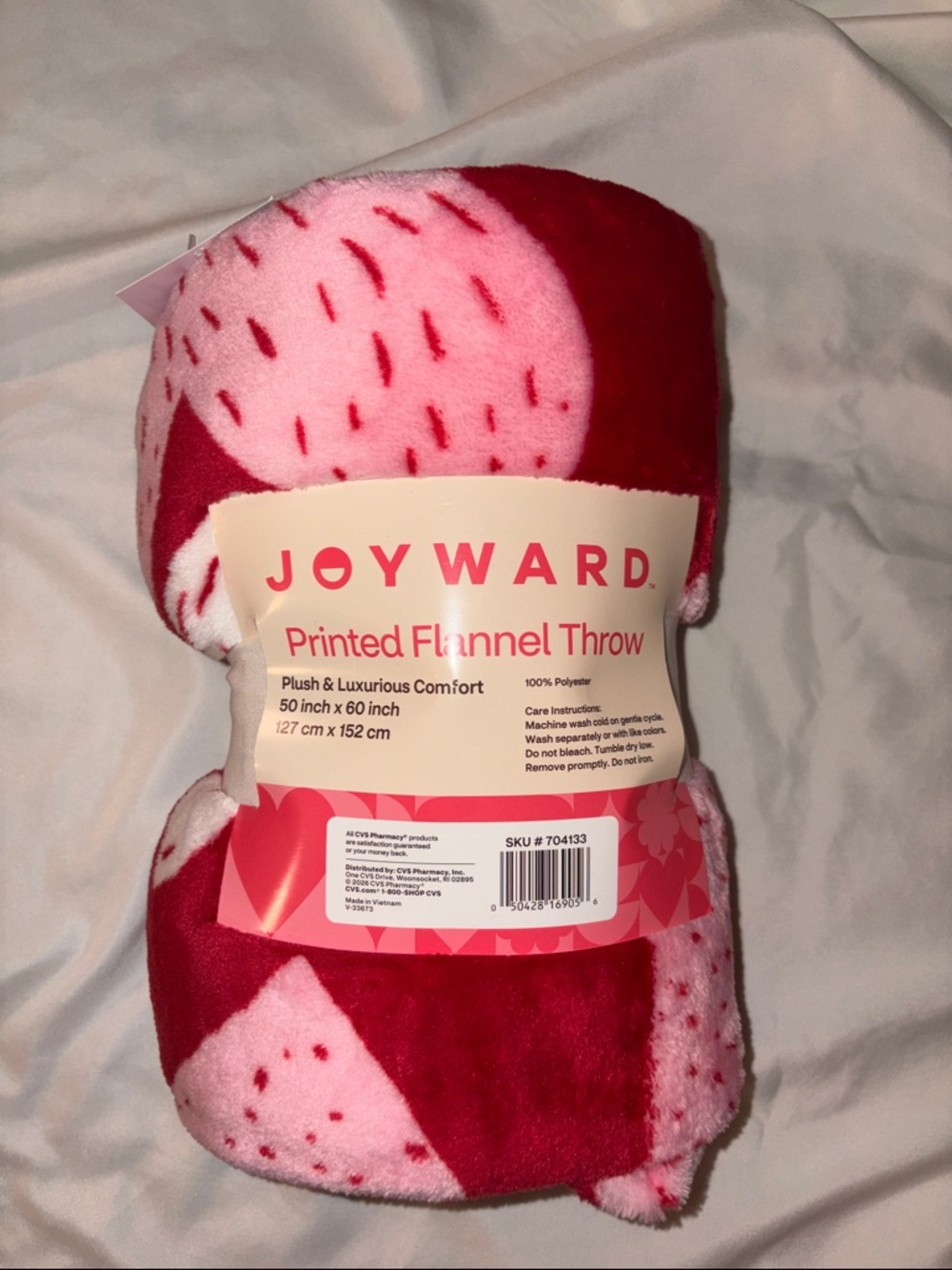 Joyward Pink & Red Heart Throw Blanket